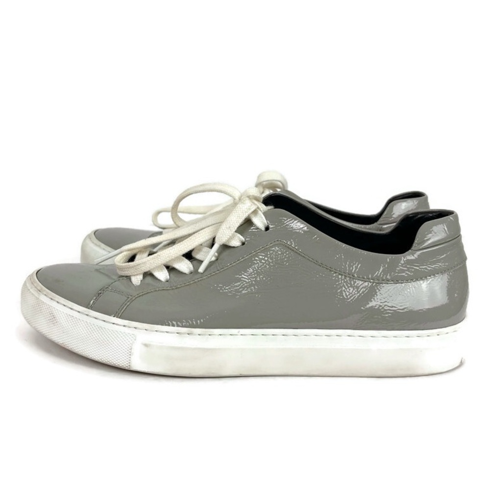 M. Gemi The Palestra Patent Leather Lace Up Sneakers in Gray/White